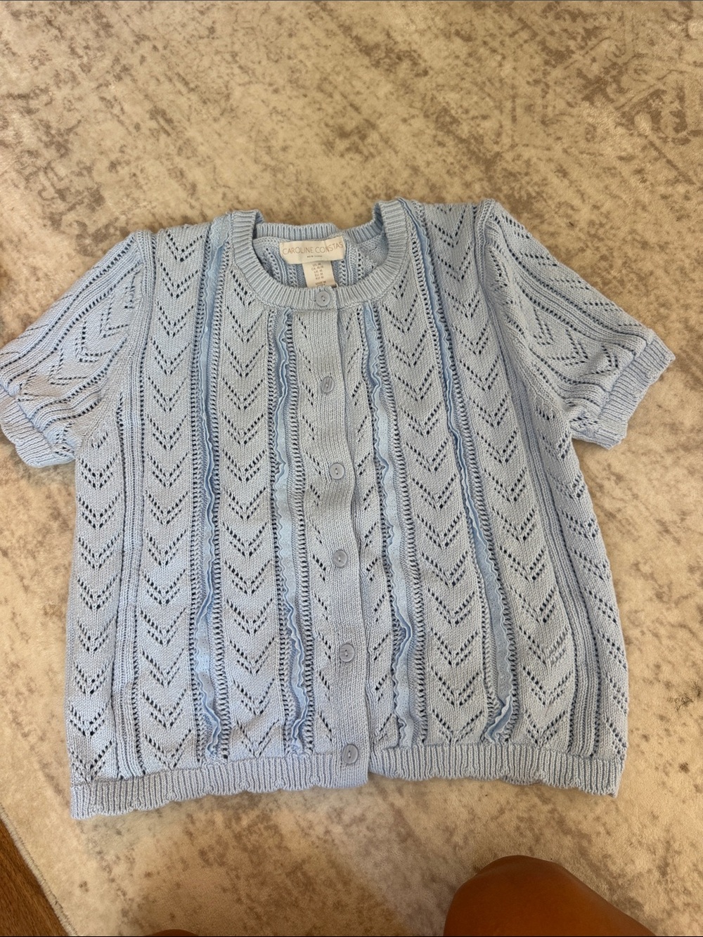 Caroline Constas Powder Blue Short-Sleeve Knit Cardigan